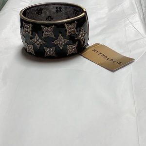 MYTHOLOGIES bracelet. Black enamel,gold and CZ